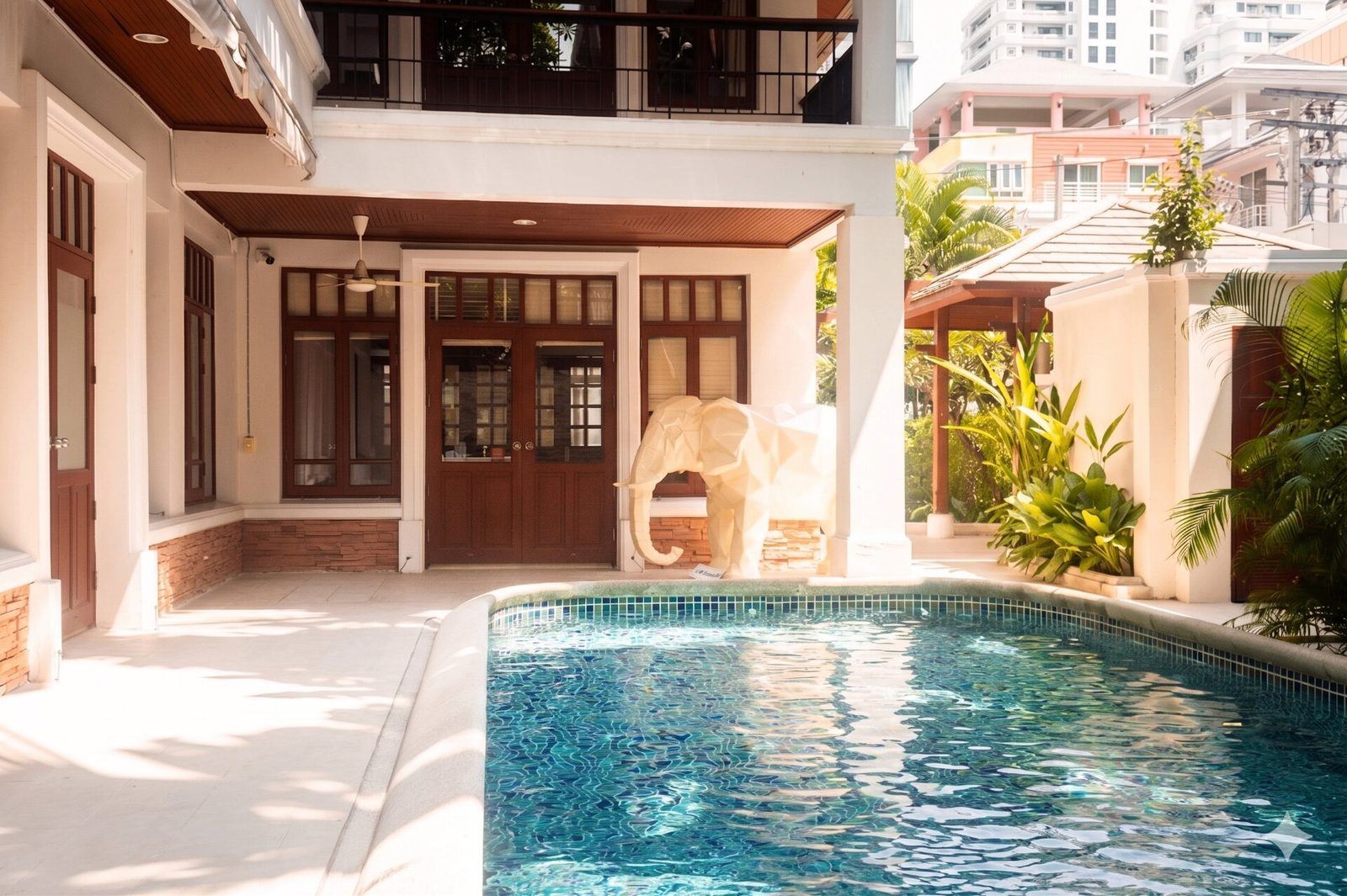 The Healthi-Life House — poolside entrance in Bangkok